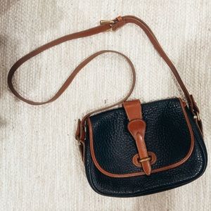 Dooney & Bourke Vintage Over & Under equestrian pebble black leather crossbody